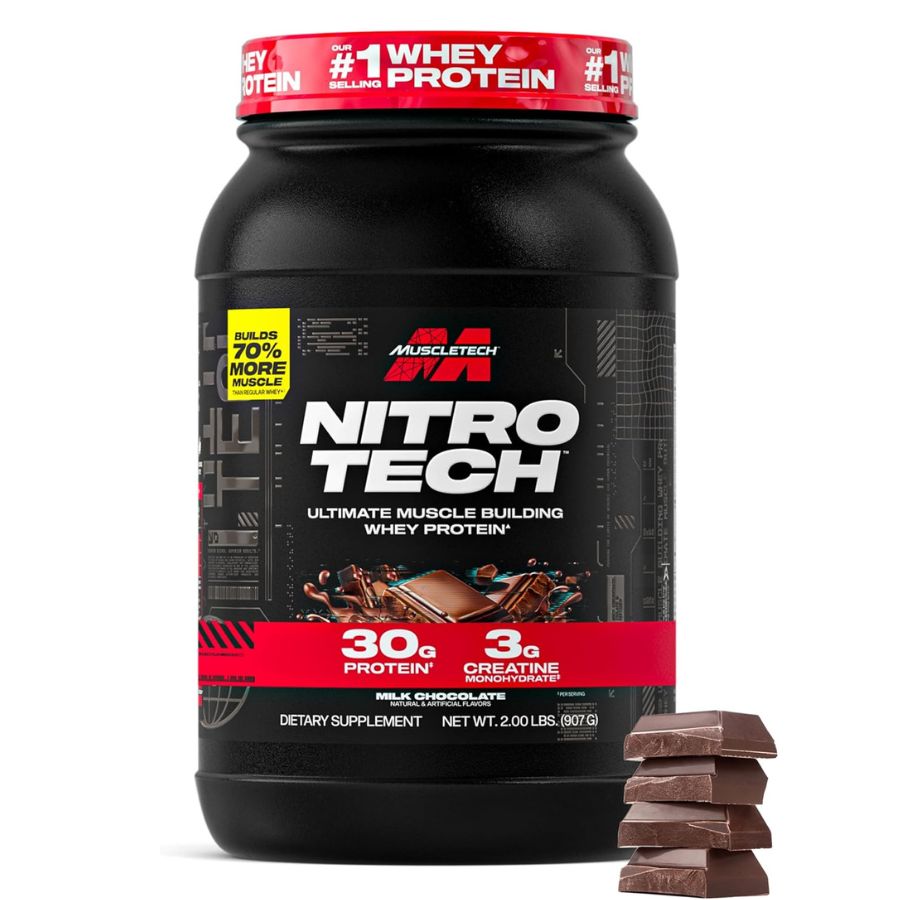 Muscletech Nitro-Tech Whey Protein Powder, Ultimate Muscle Building Formula with Whey Protein Isolate(2 Lbs - Pound)