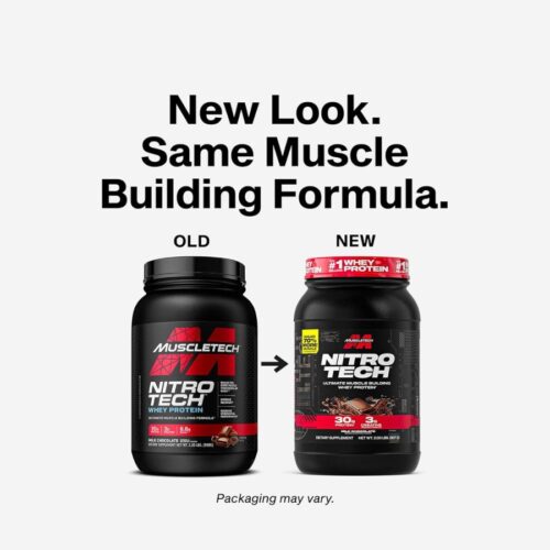 Muscletech Nitro-Tech Whey Protein Powder, Ultimate Muscle Building Formula with Whey Protein Isolate(2 Lbs - Pound)