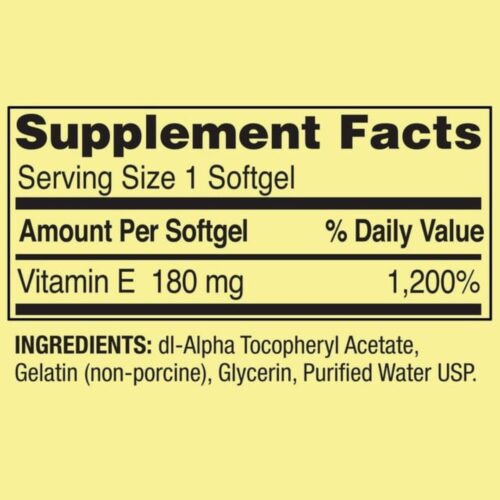 Spring Valley Vitamin E 400 IU Supplement Facts