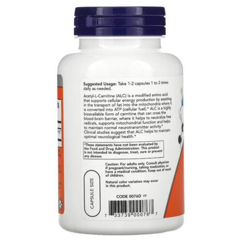 NOW Foods, Acetyl-L-Carnitine, 500 mg,(100 Capsules) price in Bangladesh