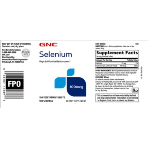 GNC Selenium 100mcg | Vegetarian(100 Servings) price in Dhaka
