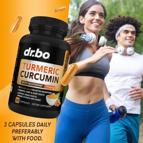Turmeric Curcumin with BioPerine & Ginger Supplement - 1950mg (60 Capsules)