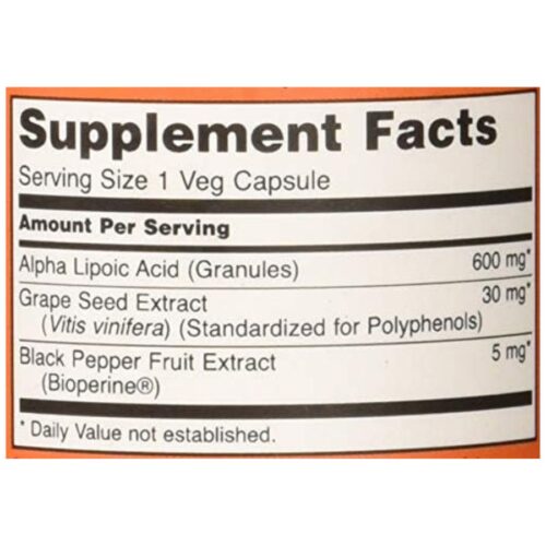 Now Foods Alpha Lipoic Acid 600mg (60 Capsules)