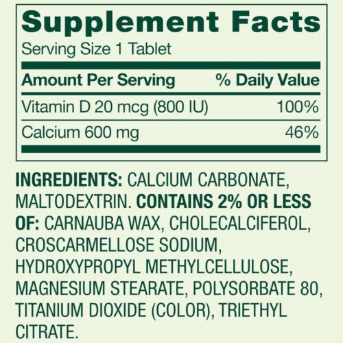 Spring Valley Calcium 600 mg Plus Vitamin D3, (250 Tablets) price in Dhaka