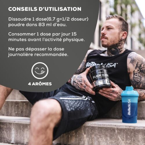BioTechUSA Black Blood NOX+, Pre-Exercise Radical Formula with Extreme NOX Complex, plus Creatine and Tyrosine for Essential Needs | Preworkout Drink Powder | 330g - Image 4