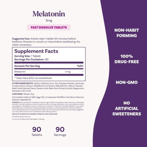Natrol 3mg Fast Dissolve Melatonin Strawberry Flavor (90 Tablets ) Price in Dhaka