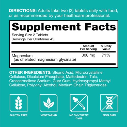 Qunol Magnesium Glycinate 300mg, 100% Glycinate Chelated Magnesium Supplement, (90 Tablets) Price in Bangladesh