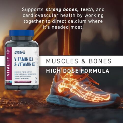 Applied Nutrition – Vitamin D3 & K2 – High Dose Formula – Best Immune Support ( 60 Capsules) Price in Dhaka