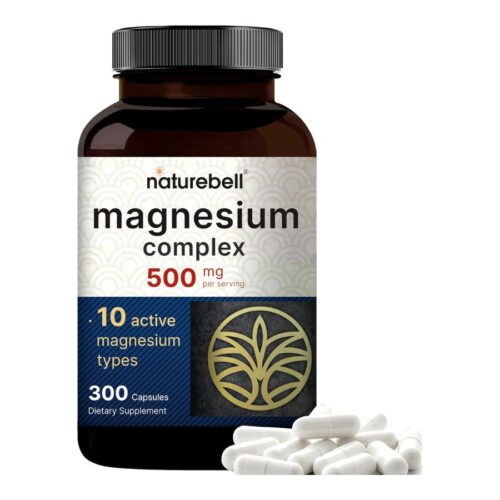 NatureBell Magnesium Complex 500mg | 10-in-1 Magnesium Glycinate, Citrate, Malate & More | 300 Capsules Price in Bd