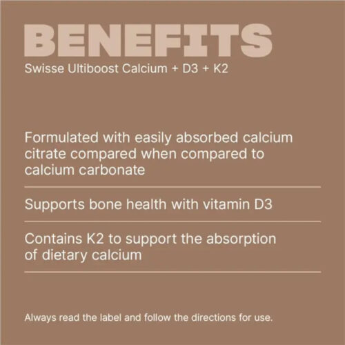 Swisse Ultiboost K2 Calcium + D3 (90 Tablets)