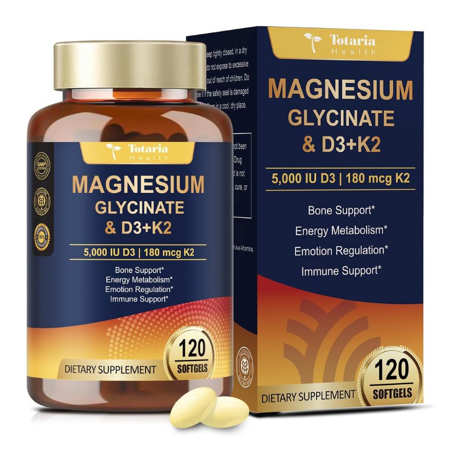 Totaria Magnesium Glycinate 180mcg + Vitamin D3 5000 IU & K2 120 Softgels price in Bangladesh