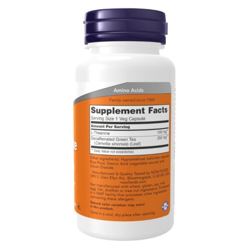 Now Foods Supplements L-Theanine 100 Mg 90Veg