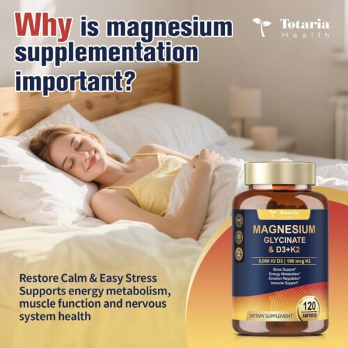 Totaria Magnesium Glycinate 180mcg + Vitamin D3 5000 IU & K2 120 Softgels price in Bangladesh